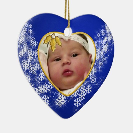 Baby's Foto Keepasjeskerstversiering Keramisch Ornament (Rechts)