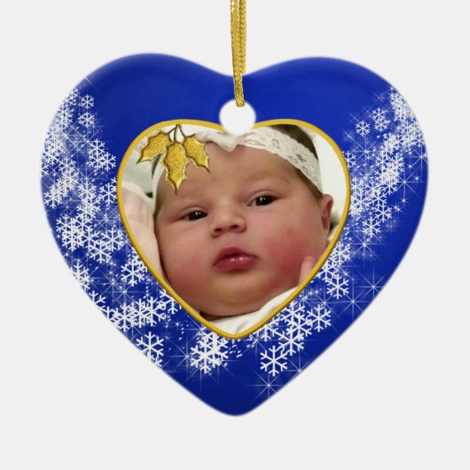 Baby's Foto Keepasjeskerstversiering Keramisch Ornament (Voorkant)