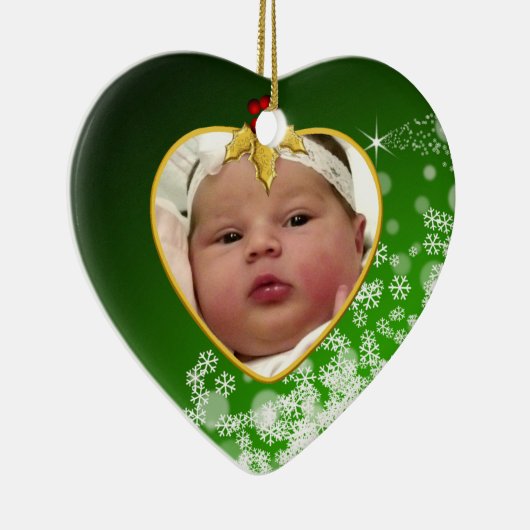 Baby's Foto Keepasjeskerstversiering Keramisch Ornament (Rechts)