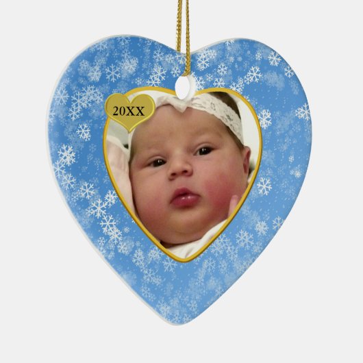 Baby's Foto Keepasjeskerstversiering Keramisch Ornament (Rechts)