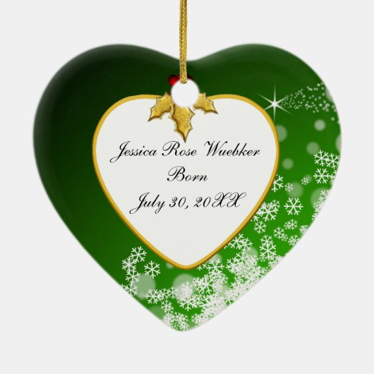 Baby's Foto Keepasjeskerstversiering Keramisch Ornament (Achterkant)