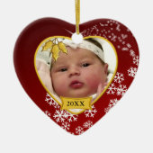 Baby's Foto Keepomwille Red Snowflake Kerstmis Keramisch Ornament (Voorkant)