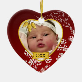 Baby's Foto Keepomwille Red Snowflake Kerstmis Keramisch Ornament