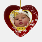 Baby's Foto Keepomwille Red Snowflake Kerstmis Keramisch Ornament (Achterkant)