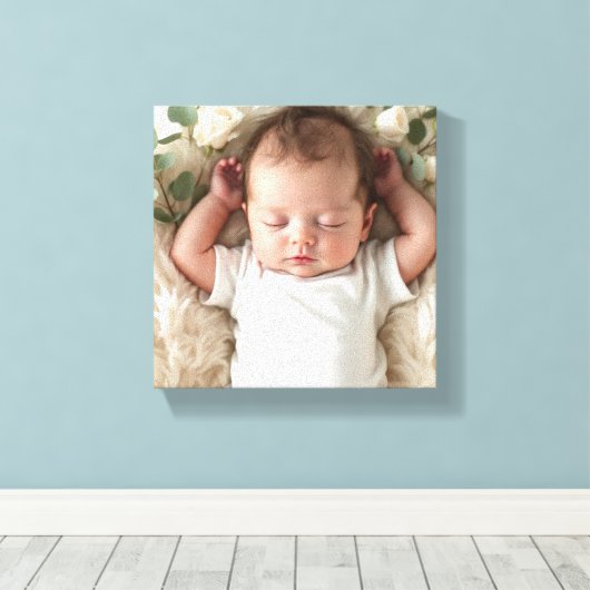 Baby's foto personaliseren canvas afdruk (Insitu (Houten vloer))