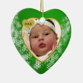 Baby's Fotonaam Birthday Snowflake Kerstmis Keramisch Ornament (Rechts)