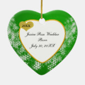 Baby's Fotonaam Birthday Snowflake Kerstmis Keramisch Ornament (Achterkant)