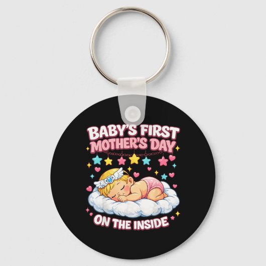 Babys Ft Moederdag Van Binnen Uit Zwangere Moeder Sleutelhanger (Voorkant)