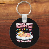 Babys Ft Moederdag Van Binnen Uit Zwangere Moeder Sleutelhanger (Voorkant)