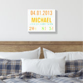 Baby's Geboorte Datum Details Canvas - Circus Afdruk (Insitu (Slaapkamer))