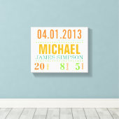 Baby's Geboorte Datum Details Canvas - Circus Afdruk (Insitu (Houten vloer))