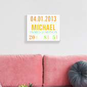 Baby's Geboorte Datum Details Canvas - Circus Afdruk (Insitu (Woonkamer))