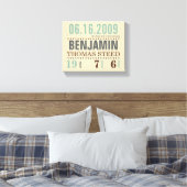 Baby's Geboorte Datum Details Canvas - Zand & Zee Afdruk (Insitu (Slaapkamer))