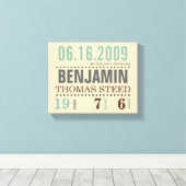 Baby's Geboorte Datum Details Canvas - Zand & Zee Afdruk (Insitu (Houten vloer))
