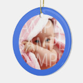 Baby's geboorterecord kerstversiering. blauw keramisch ornament (Links)
