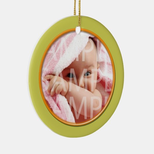 Baby's geboorterecord kerstversiering. limoen keramisch ornament (Rechts)