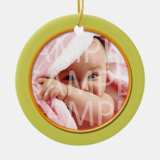 Baby's geboorterecord kerstversiering. limoen keramisch ornament (Voorkant)