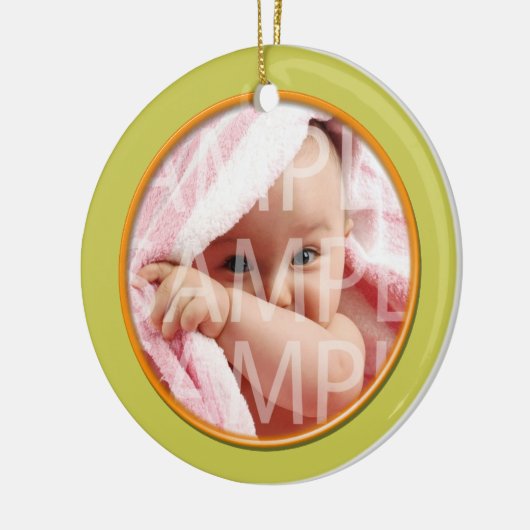Baby's geboorterecord kerstversiering. limoen keramisch ornament (Links)