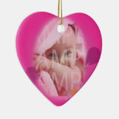 Baby's geboorterecord kerstversiering. Roze. Keramisch Ornament (Rechts)