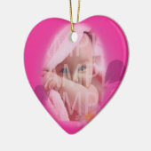 Baby's geboorterecord kerstversiering. Roze. Keramisch Ornament (Links)
