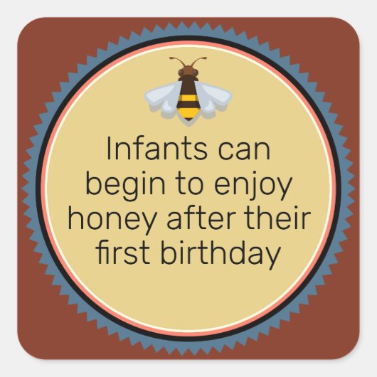 Baby's genieten van honing na 1 geboorte vierkante sticker (Voorkant)