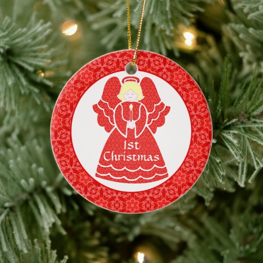 Baby's Girl's 1e kerstman Angel Keramisch Ornament (Boom)