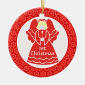 Baby's Girl's 1e kerstman Angel Keramisch Ornament (Voorkant)