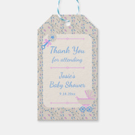 Baby's Grace Blauw en Roze Baby shower Gift Label Cadeaulabel