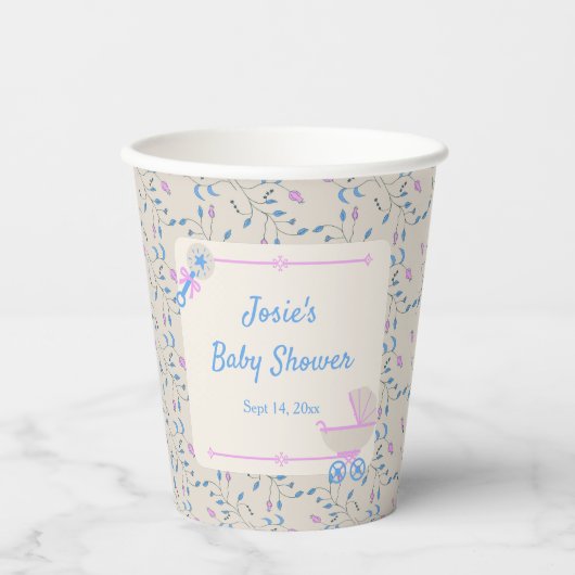 Baby's Grace Blauw en Roze Baby shower Papieren Bekers (Voorkant)