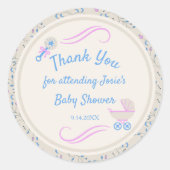 Baby's Grace Blauw en Roze Baby shower Ronde Sticker (Voorkant)