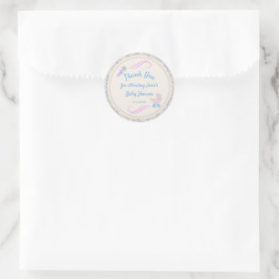 Baby's Grace Blauw en Roze Baby shower Ronde Sticker