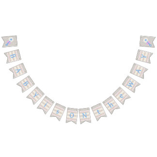 Baby's Grace Blauw en Roze Gestreept Baby shower Vlaggetjes