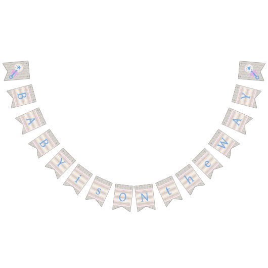 Baby's Grace Blauw en Roze Gestreept Baby shower Vlaggetjes (Alle)