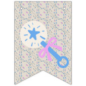 Baby's Grace Blauw en Roze Gestreept Baby shower Vlaggetjes (Eerste vlag)