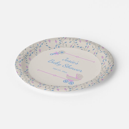 Baby's Grace Blue en Pink Papieren Bordje (Gekanteld)