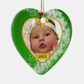 Baby's Green Snowy Foto Keepomwille Kerstmis Keramisch Ornament (Rechts)