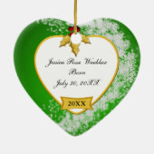 Baby's Green Snowy Foto Keepomwille Kerstmis Keramisch Ornament (Achterkant)