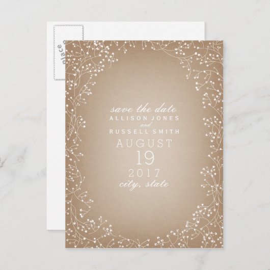 Baby's grote voorraad geïnspireerd om de datum op  aankondigingskaart (Voorkant / Achterkant)