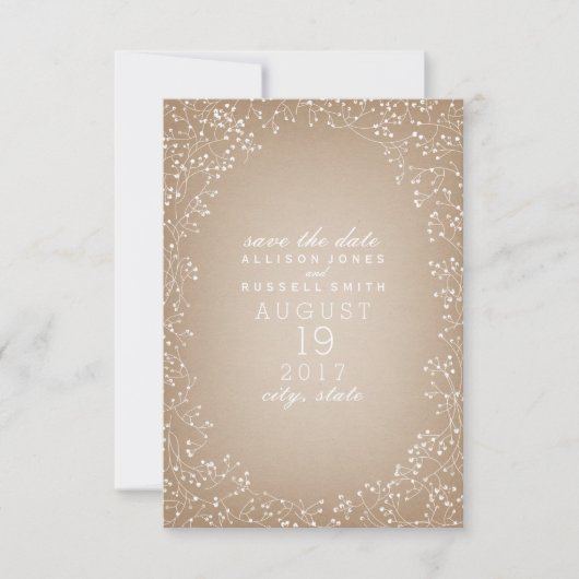 Baby's grote voorraad geïnspireerd om de datum op save the date (Voorkant)