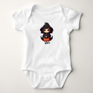 Baby's Halloween Heks & Katten. Bewerkbare naam Romper