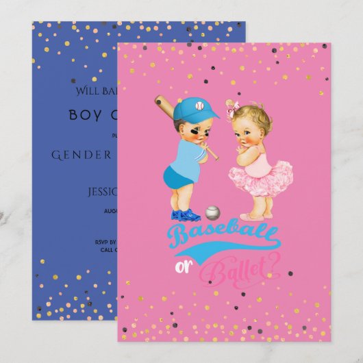 Baby's honkbal of ballet Geslacht onthullen Kaart (Voorkant / Achterkant)