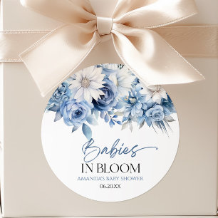 Baby's in Bloei Blauwe Bloemige Meervoudige Baby S Ronde Sticker