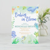 Baby's in Bloei Onder de Zee Blauwe Baby Shower Kaart (Staand voorkant)