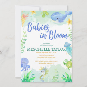 Baby's in Bloei Onder de Zee Blauwe Baby Shower Kaart
