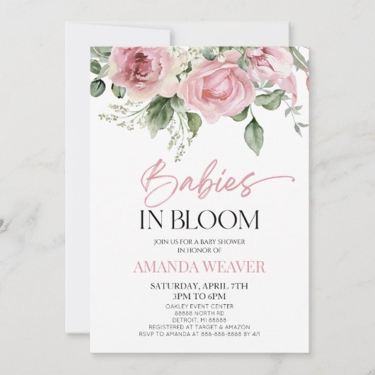 Baby's in bloei roze bloemenmultiples Baby shower Kaart (Voorkant)