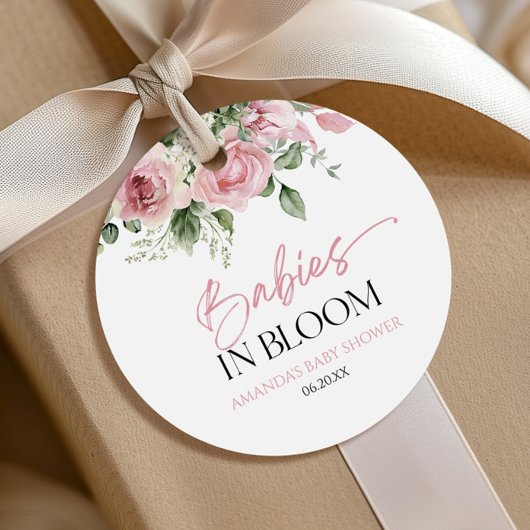 Baby's in bloei roze roos bloementweeling Baby sho Bedankjes Labels