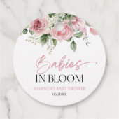 Baby's in bloei roze roos bloementweeling Baby sho Bedankjes Labels (Achterkant)