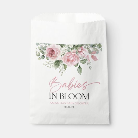 Baby's in bloei roze roos bloementweeling Baby sho Bedankzakje (Voorkant)