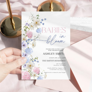 Baby's in bloei uitnodiging Tweeling Baby shower