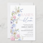 Baby's in bloei uitnodiging | Tweeling Baby shower (Voorkant)